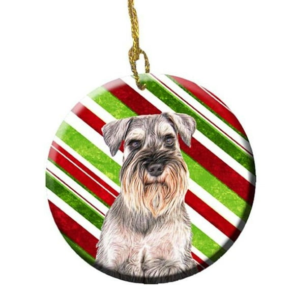 Candy Cane Holiday Christmas Schnauzer Ceramic Ornament