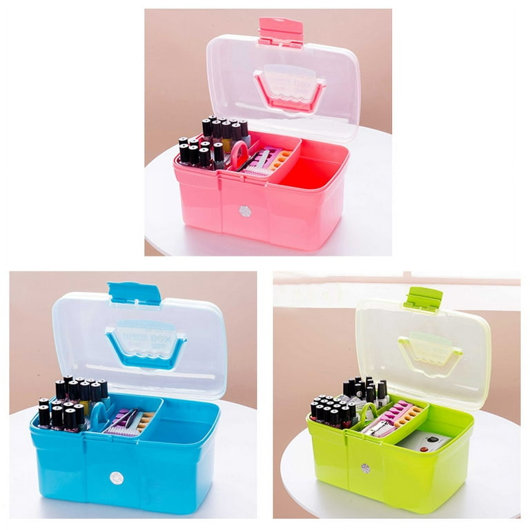 Plastic Manicure Organizer Double Layer Nail Art Storage Box Cosmetic  Drawers Jewelry Display Case Desktop Container Nail Supply - AliExpress
