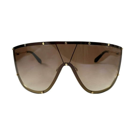 Quay Australia On Set Oversized Shield Sunglasses Brushed Gold Camo 70mm