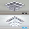 thumbnail image 3 of Lámpara de techo de cristal de acero inoxidable, lámpara de techo con espejo LED de 24 W, lámpara de araña moderna para sala de estar, dormitorio, cocina, luz blanca, 3 of 5