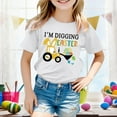 thumbnail image 2 of Easter Top for Kids Girls Unisex Round Neck Eggs Bunny Outfits Pulloverr T Shirt Digging Tractor Soft Fit Breathable 2025 Trendy Clothes #White 10-11 Years, 2 of 4