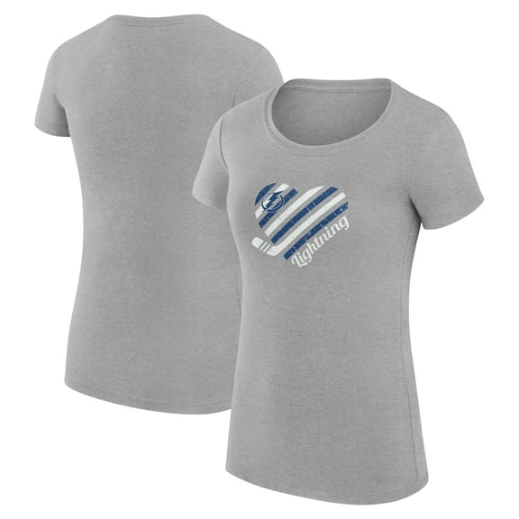 Women's G-III 4Her by Carl Banks  Heather Gray Tampa Bay Lightning Super-Slim Fit Lightweight Heart T-Shirt