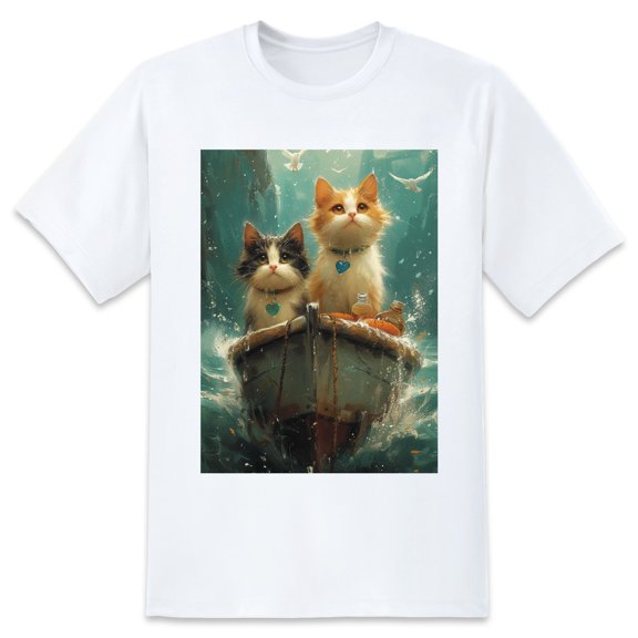 Basic Oversize Tees For WomenCat Loose Boyfriend Shirts Casual Blouse round neck