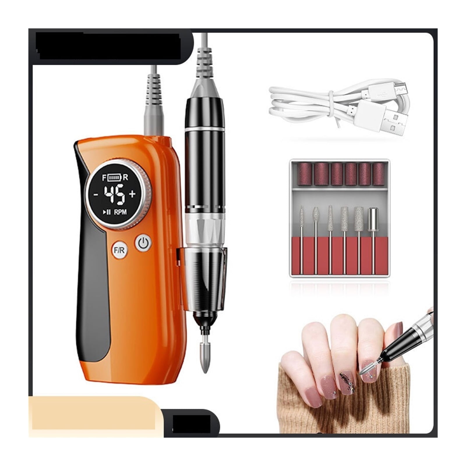 45000RPM Nail Drill Electric Manicure Machine With LCD Display, Professional Cordles Nail File Kit For Nail Equipment ,Low Noise
