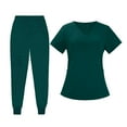 thumbnail image 3 of Conjunto de uniforme médico para mujer, clásico, moderno, de manga corta, cómodo y transpirable, para trabajo de enfermería Verde, 3 of 8