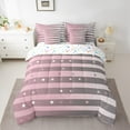 thumbnail image 2 of Feelyou Modern Fashion Bedding Comforter Set 7 Pieces for Teens, Cartoon Stars Print Full Bedding Set, Grey Pink Geometric Reversible Fitted Sheet Flat Sheet, Luxury Bedroom Decor, 2 of 7