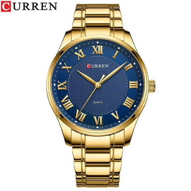 Reloj Curren Masculino Resistente al Agua 8409 Azul y Dorado