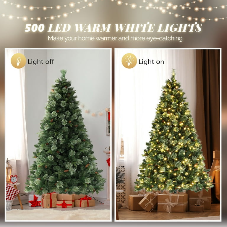 7.5' Queen Flock Artificial Christmas Tree with 800 Warm White LED Lights