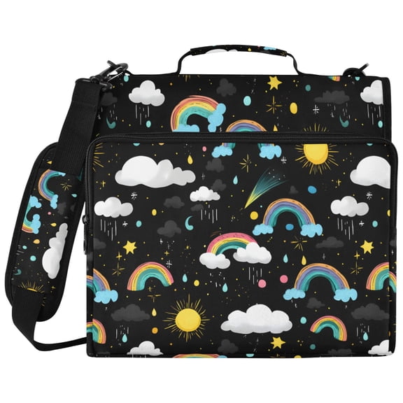 ALAZA Zipper Binder Rainbow Cute Rainy Pattern 2 inch 3 Ring 500 Sheet Capacity Trapper Keeper File Folder Organizer Bag