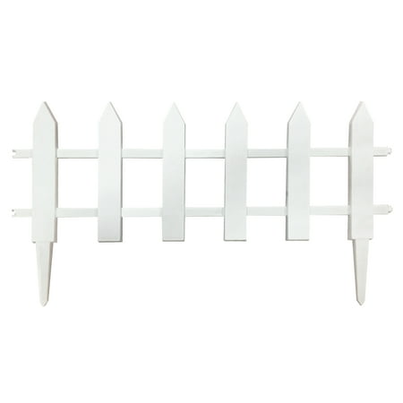 Picket Fence Landscaping - allFenz White Vinyl Picket Garden Border Fence, set of 6