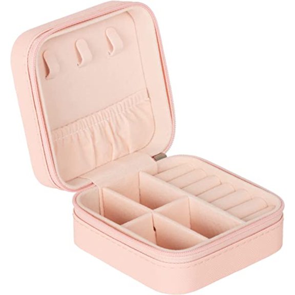 KEINXS Leather Small Travel Jewelry Case, Portable Jewelry Box with Zipper for Organized and Storing Jewelry