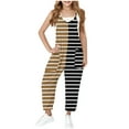 thumbnail image 2 of JTSRKL Girls Striped Jumpsuits Cute Summer Sleeveless Spaghetti Strappy Long Pants Kids Overalls Loose Fit Casual Color Block Print Rompers with Side Pockets Brown 11-12 Years, 2 of 9