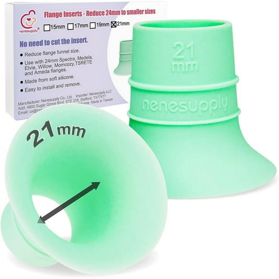 Nenesupply 2nd Generation 21mm Flange Inserts Compatible with 24mm Flange of Elvie OG Elvie Stride Spectra Momcozy Willow Reduce 24mm to 21mm Replace Elvie Inserts Not Original Elvie Pump Parts