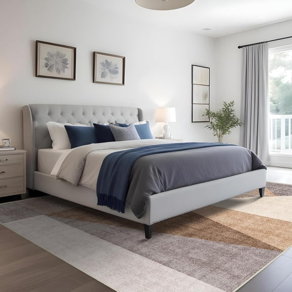 Washable Modern Area Rug - 5x7 Geometric Area Rug for Living Room & Bedroom with Non-Slip Backing