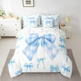 thumbnail image 2 of Castle Fairy Girls Boys Kawaii Ribbon Bowknot Bedding Comforter Set 7 Pieces,Dreamy Princess Full Bedding Set Lightweight,Geometric Plaid Fitted Sheet Flat Sheet,Super Cozy Bedroom Decor,Reversible, 2 of 8