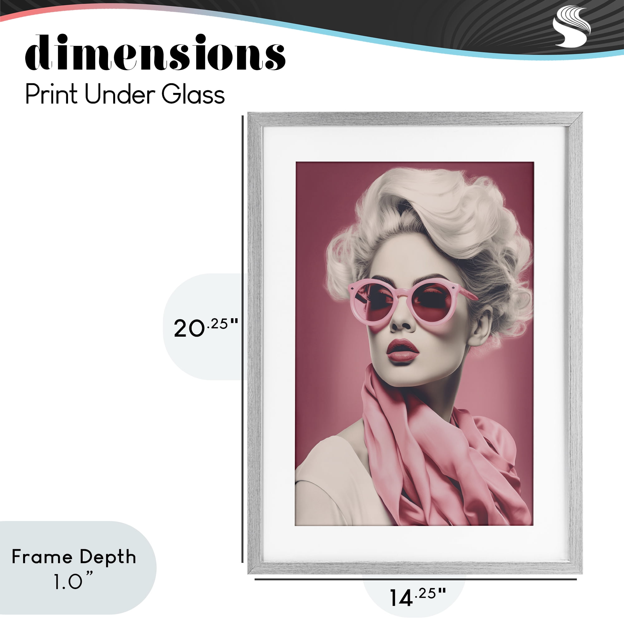 Stupell Industries Iconic Retro Chic Portrait Gray Framed Print Under Glass, design by Andrea Haase