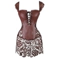 thumbnail image 1 of Miss Moly Women Steampunk Faux Leather Bustier Sexy Dress Corset Top Zip Plus Size Lace Up Brown S-6XL, 1 of 4