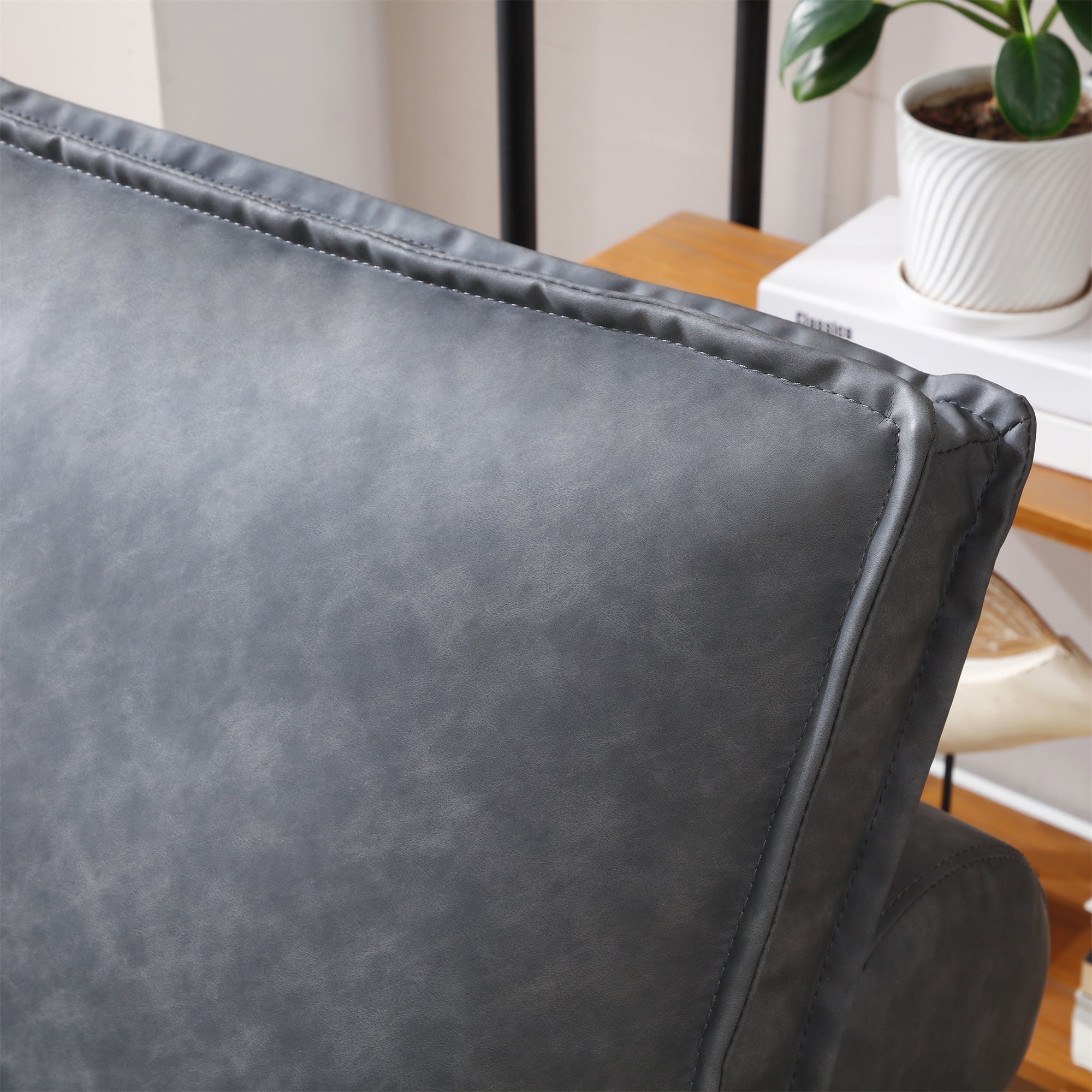 Aukfa 78" Chaise Futon Oversized Pull Out Sleeper Chair Bed for Home Office, Leather, Gray