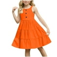 thumbnail image 4 of Girl's Summer Dress Spaghetti Strap Button Down Sleeveless Midi Dress Casual Loose Sundress A-line Dresses 3-12 Years, 4 of 5