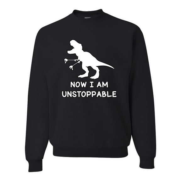 Wild Bobby, Unstoppable T Rex Funny, Pop Culture, Unisex Crewneck Graphic Sweatshirt, Black, 3X-Large