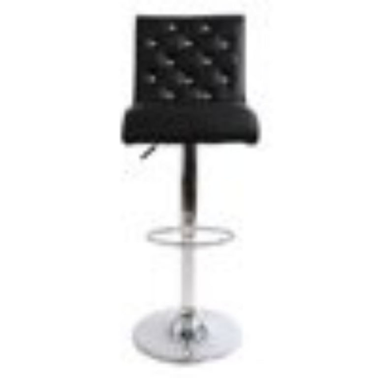 Impressions Vanity Elizabeth Crystal Tufted Vanity Stool with Vegan Leather Diamond Dressing Seat with Adjustable Height Pink Velvet