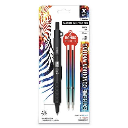 - X-701 Retractable Ballpoint Pen, Fine 0.7mm, Black Ink, Black Barrel
