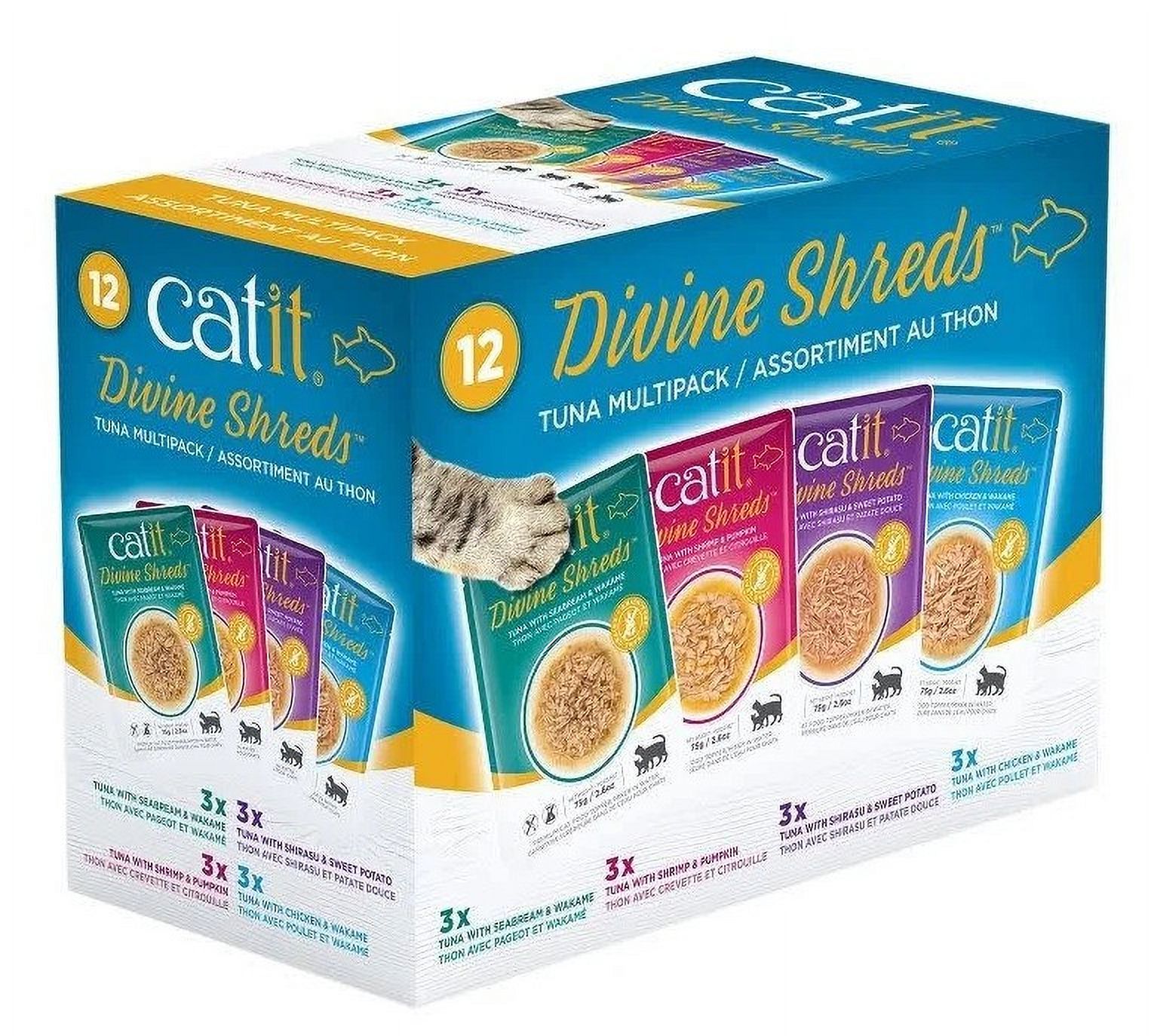 Catit Divine Shreds Tuna Variety Pack [Cat Food, Catit, Cat Supplies] 12 count