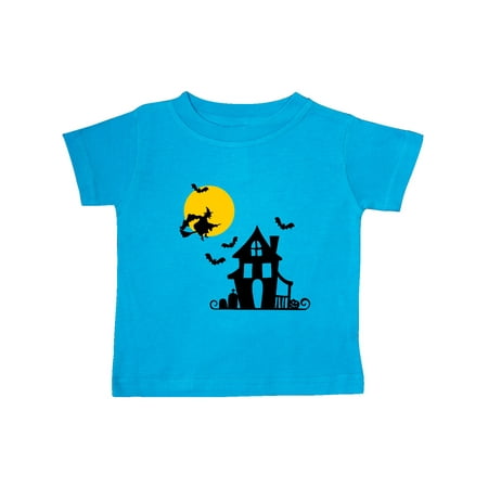 

Inktastic Halloween Haunted House Witch and Bats Gift Baby Boy or Baby Girl T-Shirt