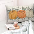 thumbnail image 2 of Fall Pumpkin Throw Pillow Covers 12x20 Inch Set of 2, Orange Pumpkins Decoration Throw Pillow Covers Eucalyptus Leaves Thanksgiving Outdoor Cushion Cover for Sofa Couch Farmhouse Room Bed Decor, 2 of 6