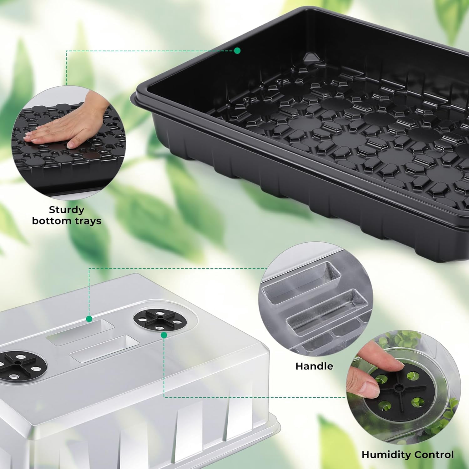 Seed Starter Tray, Seedling Starter Trays for Starting Plant Seeds, Indoor Gardening Plant Germination Trays, 4PCS