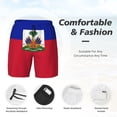 thumbnail image 3 of Men's 2 in 1 Swim Trunks with Compression Liner Haitian Flag Quick Dry Beach Shorts, 3 of 6