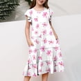 thumbnail image 5 of Girls Floral Tiered Dress with Ruffle Sleeves, Stretchy Comfy Play & Party Dress, Multicolor Kids Summer Dress, Machine Washable Sizes 6-14,Size 10-11T, 5 of 5