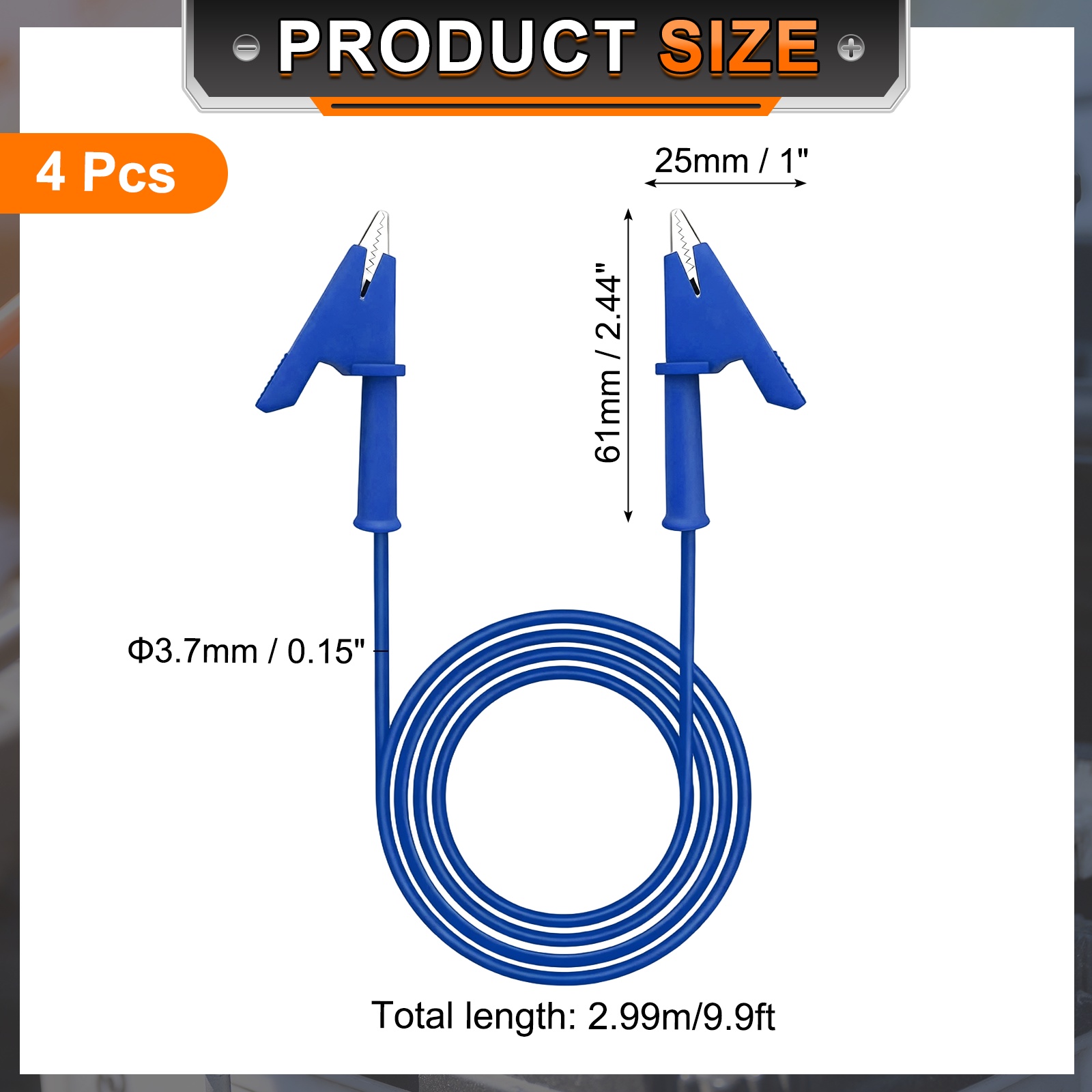 Uxcell 4pcs 9.81ft Alligator Clip Test Leads, 15A Dual Alligator Clips with Wires for Multimeter Jumper Wire Industry Car Battery, Blue