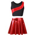 thumbnail image 2 of iiniim Girls Metallic Crop Top with Mini Skirt Ballet Dance Jazz Hip Hop Performance Competition Red 14, 2 of 7
