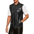 thumbnail image 5 of INSPIRE CHIC Faux Leather Vest for Men's Motorcycle Biker Sleeveless Jacket Zipper Riding PU Vest S Black, 5 of 5