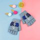 thumbnail image 5 of Edad 6-12 años Guantes azules Manoplas para niños y niñas Manoplas de invierno convertibles Guantes de medio dedo de lana tejida Guantes con patrón de perro lindo y mágico suave y cálido Esquí al aire libre Snowboard Ciclismo Rojo Verde, 5 of 5