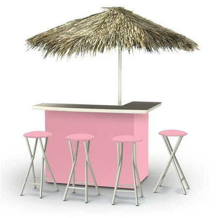Best of Times 2003W2503P Ice Cream Parlour Palapa Portable Bar with 6 ft. Square Umbrella, Pink & (Best Supermarket Ice Cream)