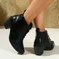 thumbnail image 6 of SKIYLEVZ Ankle Boots for Women Winter Boots Ladies'Booties Comfortable Wrap Strap Slip-On with Easy-Wear Chunky Booties Slip On Comfortable Casual Dressy Boots, 6 of 8