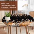 thumbnail image 4 of Orange Pumpkins Fall Round Tablecloth, Fitted Table Cover with Elastic for 55"-60" Round Tables, Thanksgiving Botanical Leaves Floral Table Cloth Outdoor Indoor Dinning Party Waterproof Tablecloths, 4 of 7