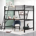 thumbnail image 2 of BELLEMAVE Twin Metal Loft Bed with Desk and Shelf Black, 2 of 8