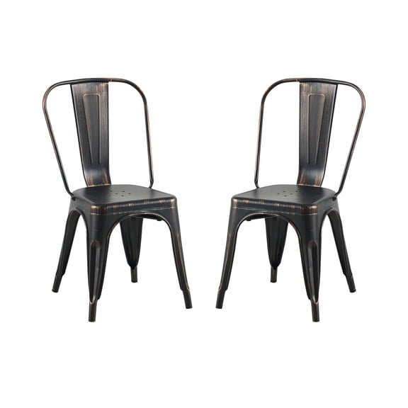 2pc Matte Black Metal Dining Chairs Contemporary Aesthetic
