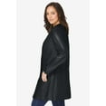 thumbnail image 3 of Jessica London Women's Plus Size Three Quarter Length Jacket Real Leather Oversized Long Coat, 3 of 5