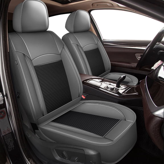 DIKSOAKR Car Seat Covers Full Set for Infiniti QX50 2014-2025 Waterproof Leather Automotive Seat Covers Carseat Protector Compatible Airbag Grey,Full Set(2 Row 5 Seats)