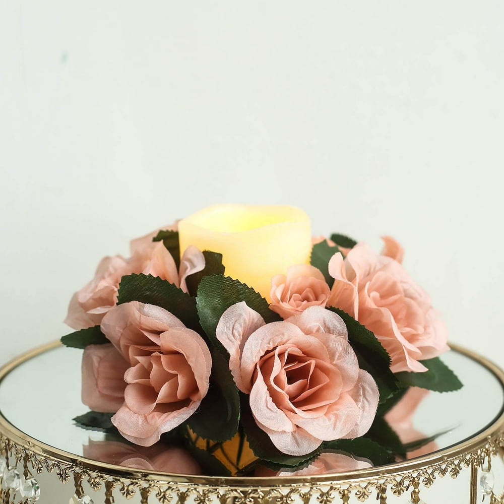 Efavormart 4 Pack Artificial Silk Rose Floral Candle Rings Party Event ...