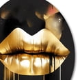 thumbnail image 4 of Designart "Luxurious Golden Lips II" Fashion Metal Round Wall Art Prints, 4 of 5
