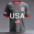 thumbnail image 2 of FINALGANG Mens USA Patriotic Ringer Short Sleeve T Shirt American Flag Print Crewneck Casual Tee For Independence Day Summer Daily Wear Grey XL, 2 of 3