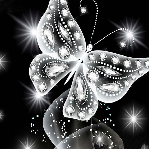 Black White Butterfly Rhinestone Painting Diamond Cross-stitch needlework Cross-stitch decor Black Needlework 5D Embroidery Picture Drawing Needlework Stitchwork