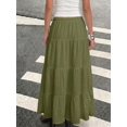 thumbnail image 3 of Women's Army Green Multi Layer Maxi Skirt Drawstring Casual Summer Vacation Skirt, 3 of 22