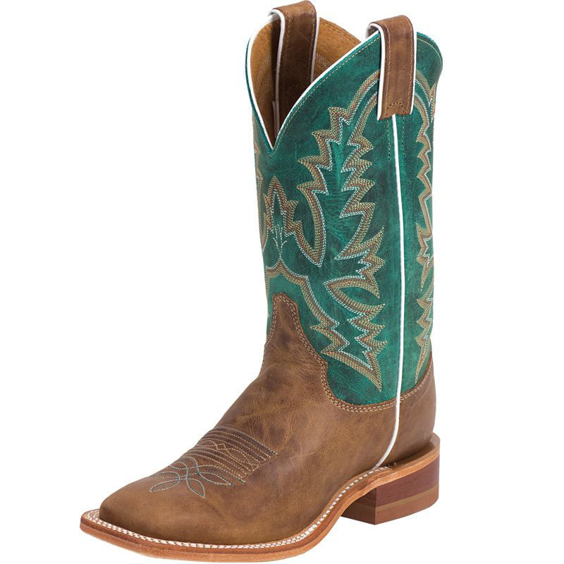 Justin Boots Womens  Bent Rail Burnished Tan Cowgirl Boots 7.5 B Brown/Turquoise