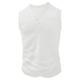 thumbnail image 5 of Men's Ribbed Henley Tank Tops Knit V Neck Sleeveless Workout T Shirt Muscle Gym Fitness Tee White, 5 of 7